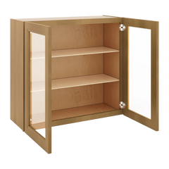 J&K Butterscotch B8 Wall Glass Cabinet - 33" W x 30" H (No Glass Insert)