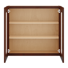 J&K Mahogany J5 Wall Glass Cabinet - 33" W x 30" H (No Glass Insert)