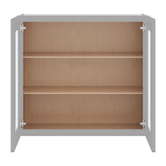 J&K Castle Grey S5 Wall Glass Cabinet - 33" W x 30" H (No Glass Insert)