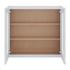 J&K White Shaker S8 Wall Glass Cabinet - 33" W x 30" H (No Glass Insert)