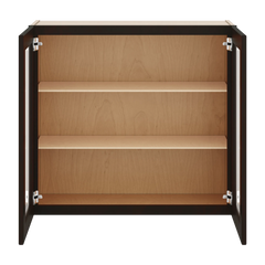 J&K Espresso K8 Wall Glass Cabinet - 33" W x 30" H (No Glass Insert)