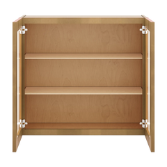J&K Butterscotch B8 Wall Glass Cabinet - 33" W x 30" H (No Glass Insert)