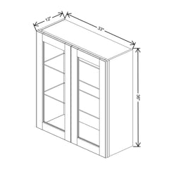 J&K Almond S2 Wall Glass Cabinet - 33" W x 36" H (No Glass Insert)