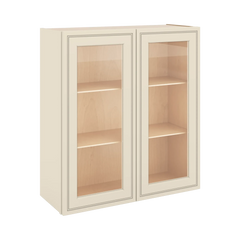 J&K Pearl Glazed H9 Wall Glass Cabinet - 33" W x 36" H (No Glass Insert)
