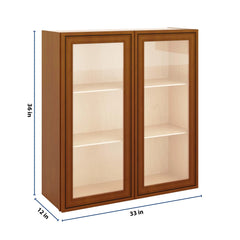 J&K Mocha Glazed K10 Wall Glass Cabinet - 33" W x 36" H (No Glass Insert)