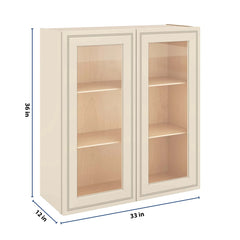 J&K Pearl Glazed H9 Wall Glass Cabinet - 33" W x 36" H (No Glass Insert)