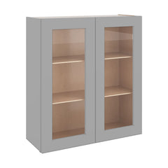 J&K Castle Grey S5 Wall Glass Cabinet - 33" W x 36" H (No Glass Insert)