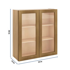 J&K Butterscotch B8 Wall Glass Cabinet - 33" W x 36" H (No Glass Insert)