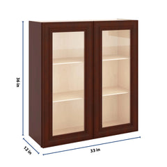J&K Mahogany J5 Wall Glass Cabinet - 33" W x 36" H (No Glass Insert)