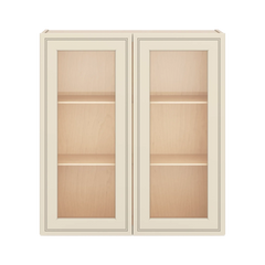 J&K Pearl Glazed H9 Wall Glass Cabinet - 33" W x 36" H (No Glass Insert)