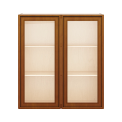 J&K Mocha Glazed K10 Wall Glass Cabinet - 33" W x 36" H (No Glass Insert)
