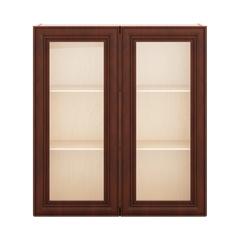 J&K Mahogany J5 Wall Glass Cabinet - 33" W x 36" H (No Glass Insert)
