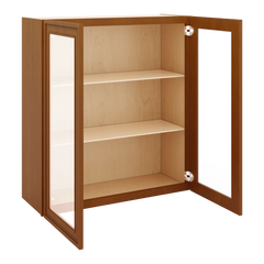 J&K Mocha Glazed K10 Wall Glass Cabinet - 33" W x 36" H (No Glass Insert)