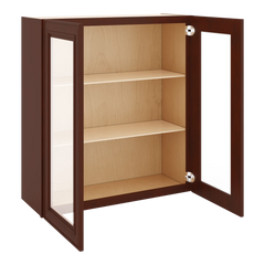 J&K Mahogany J5 Wall Glass Cabinet - 33" W x 36" H (No Glass Insert)
