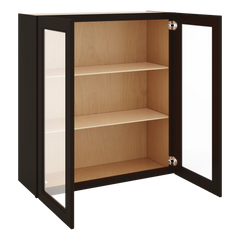 J&K Espresso K8 Wall Glass Cabinet - 33" W x 36" H (No Glass Insert)