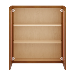 J&K Mocha Glazed K10 Wall Glass Cabinet - 33" W x 36" H (No Glass Insert)