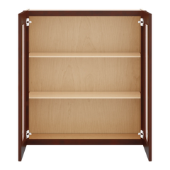 J&K Mahogany J5 Wall Glass Cabinet - 33" W x 36" H (No Glass Insert)