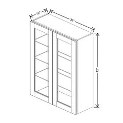 J&K Almond S2 Wall Glass Cabinet - 33" W x 42" H (No Glass Insert)