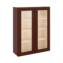 J&K Mahogany J5 Wall Glass Cabinet - 33" W x 42" H (No Glass Insert)