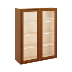 J&K Mocha Glazed K10 Wall Glass Cabinet - 33" W x 42" H (No Glass Insert)