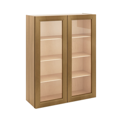 J&K Butterscotch B8 Wall Glass Cabinet - 33" W x 42" H (No Glass Insert)