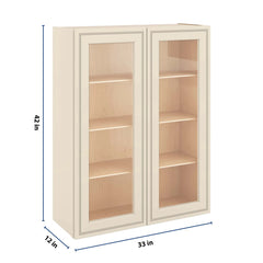 J&K Pearl Glazed H9 Wall Glass Cabinet - 33" W x 42" H (No Glass Insert)