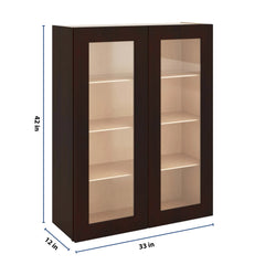J&K Java Coffee S1 Wall Glass Cabinet - 33" W x 42" H (No Glass Insert)