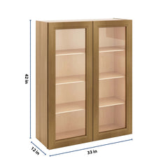 J&K Butterscotch B8 Wall Glass Cabinet - 33" W x 42" H (No Glass Insert)