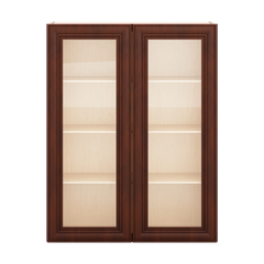 J&K Mahogany J5 Wall Glass Cabinet - 33" W x 42" H (No Glass Insert)