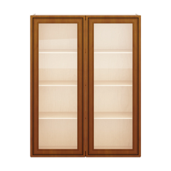 J&K Mocha Glazed K10 Wall Glass Cabinet - 33" W x 42" H (No Glass Insert)
