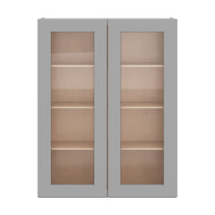 J&K Castle Grey S5 Wall Glass Cabinet - 33" W x 42" H (No Glass Insert)
