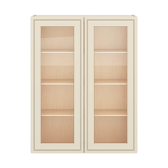 J&K Pearl Glazed H9 Wall Glass Cabinet - 33" W x 42" H (No Glass Insert)