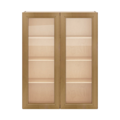 J&K Butterscotch B8 Wall Glass Cabinet - 33" W x 42" H (No Glass Insert)