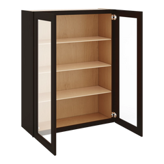 J&K Espresso K8 Wall Glass Cabinet - 33" W x 42" H (No Glass Insert)