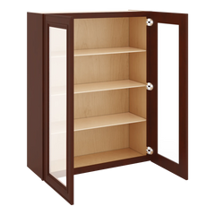 J&K Mahogany J5 Wall Glass Cabinet - 33" W x 42" H (No Glass Insert)