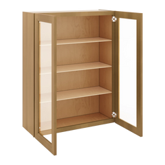 J&K Butterscotch B8 Wall Glass Cabinet - 33" W x 42" H (No Glass Insert)