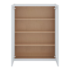 J&K White Shaker S8 Wall Glass Cabinet - 33" W x 42" H (No Glass Insert)
