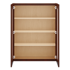 J&K Mahogany J5 Wall Glass Cabinet - 33" W x 42" H (No Glass Insert)