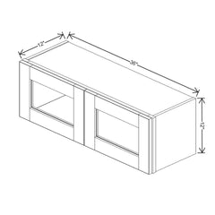 J&K Almond S2 Wall Glass Cabinet - 36" W x 12" H (No Glass Insert)