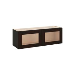 J&K Espresso K8 Wall Glass Cabinet - 36" W x 12" H (No Glass Insert)