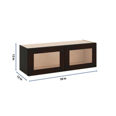J&K Espresso K8 Wall Glass Cabinet - 36" W x 12" H (No Glass Insert)