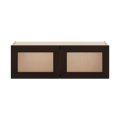 J&K Espresso K8 Wall Glass Cabinet - 36" W x 12" H (No Glass Insert)