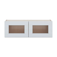 J&K White Shaker S8 Wall Glass Cabinet - 36" W x 12" H (No Glass Insert)