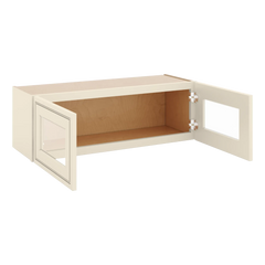 J&K Pearl Glazed H9 Wall Glass Cabinet - 36" W x 12" H (No Glass Insert)