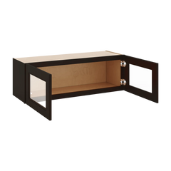 J&K Espresso K8 Wall Glass Cabinet - 36" W x 12" H (No Glass Insert)