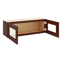 J&K Mahogany J5 Wall Glass Cabinet - 36" W x 12" H (No Glass Insert)