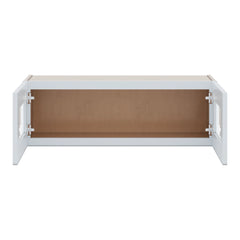 J&K White Shaker S8 Wall Glass Cabinet - 36" W x 12" H (No Glass Insert)