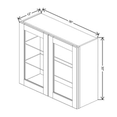 J&K Almond S2 Wall Glass Cabinet - 36" W x 30" H (No Glass Insert)