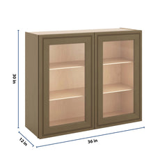 J&K Hazel H8 Wall Glass Cabinet - 36" W x 30" H (No Glass Insert)