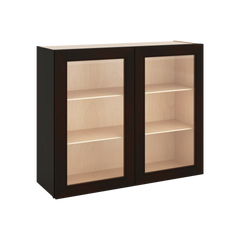 J&K Espresso K8 Wall Glass Cabinet - 36" W x 30" H (No Glass Insert)